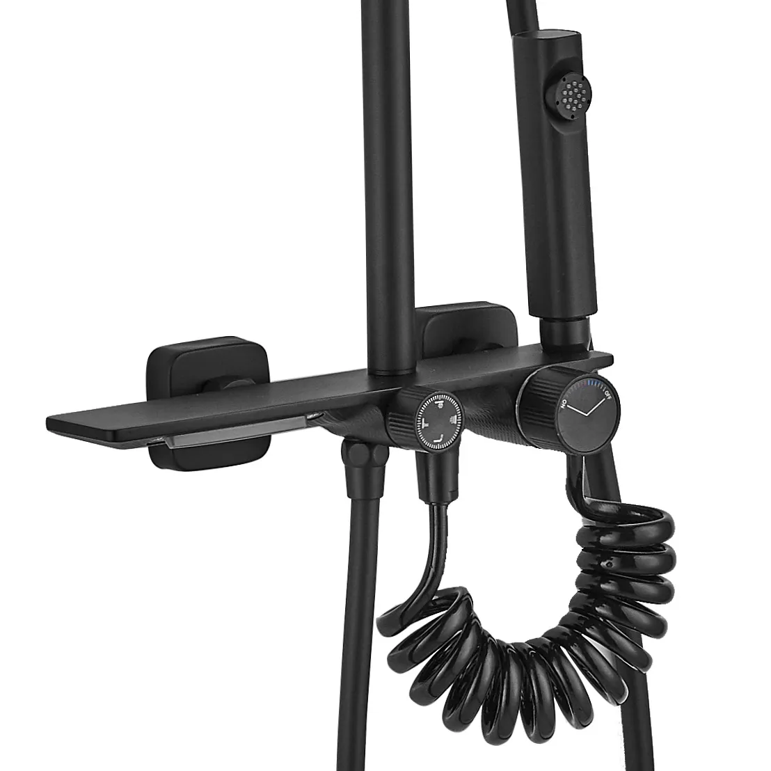 Set de duș culoare negru mat înălțime 114 cm material alamă/ABS model Helix Black Mat [4]