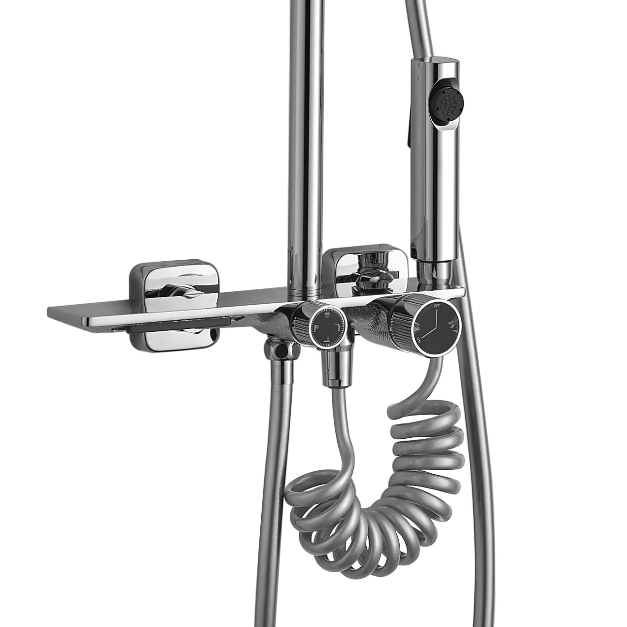 Set de duș culoare crom înălțime 114 cm material alamă/ABS model Helix Chrome [3]