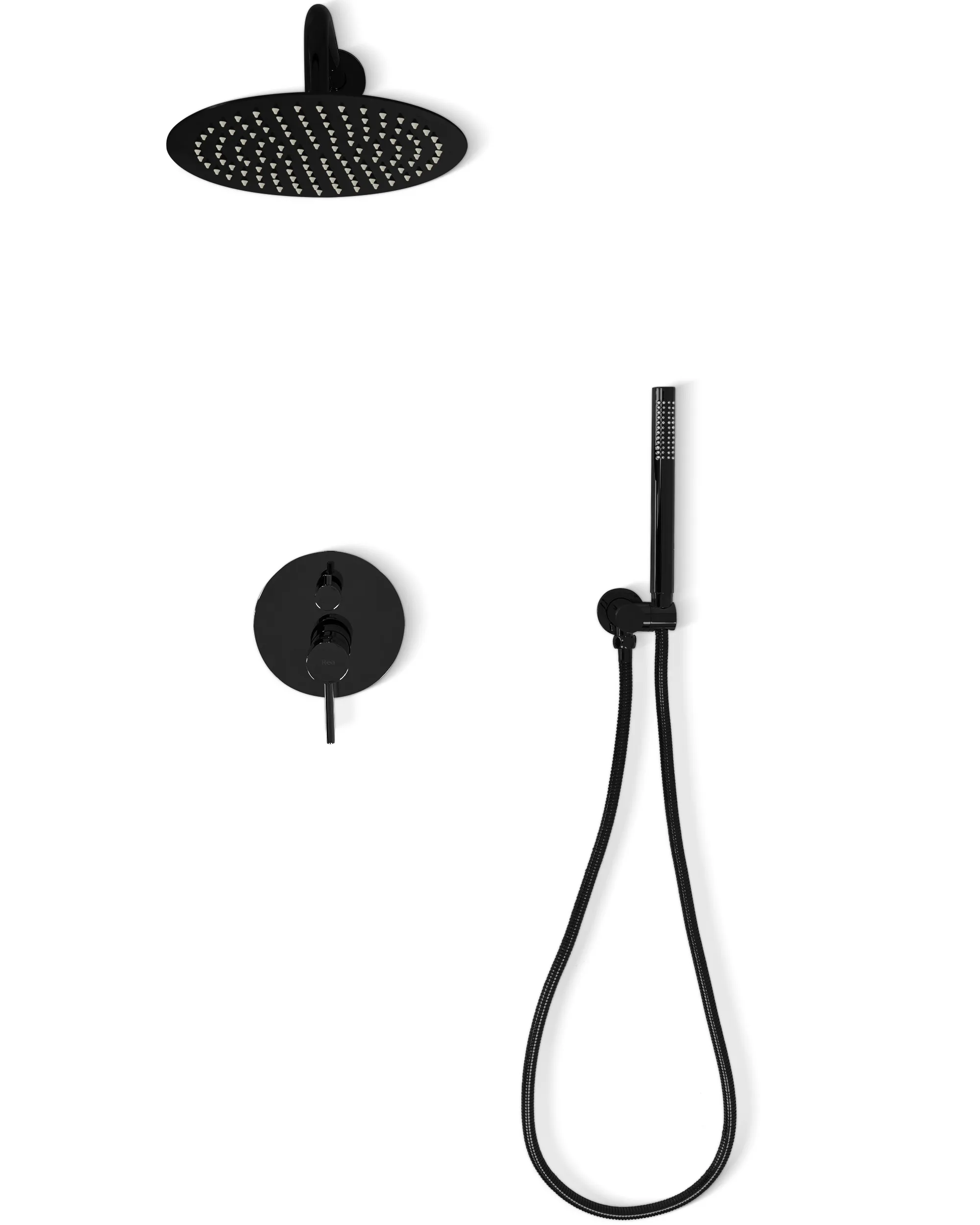 Set de duș încastrat în perete finisaj negru metalic înălțime 16 cm model Lungo Black Metalic [2]