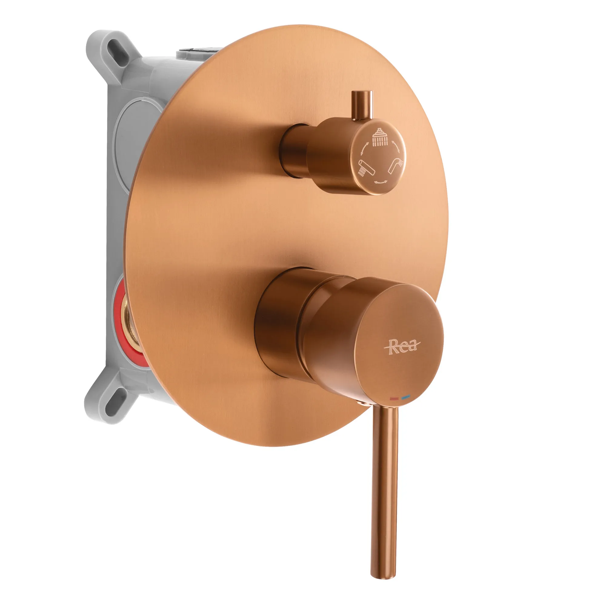 Set de duș încastrat în perete finisaj cupru periat înălțime 16 cm model Lungo Copper Brushed [2]