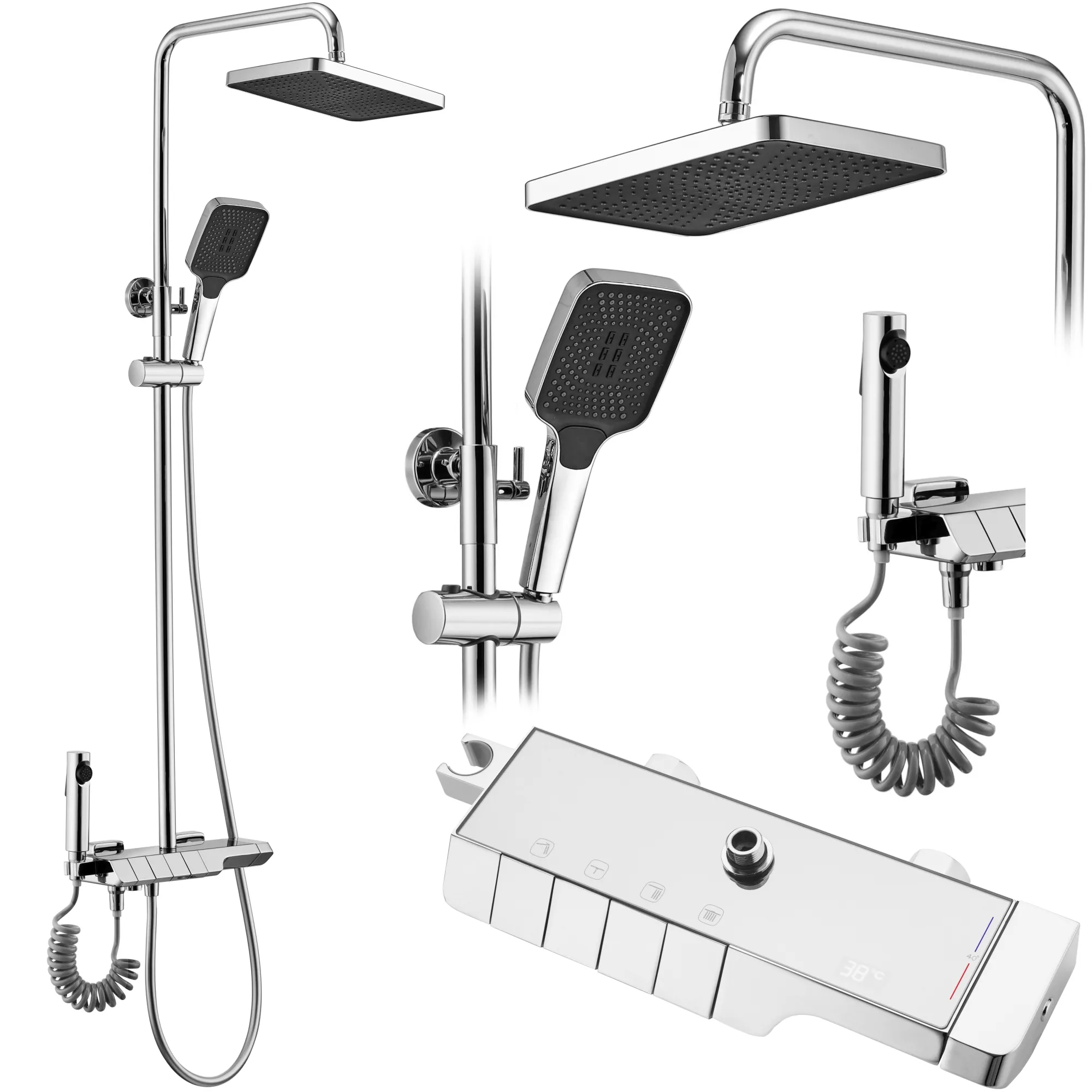 Set de duș culoare crom înălțime 115 cm material alamă/ABS model Rob Chrome [2]