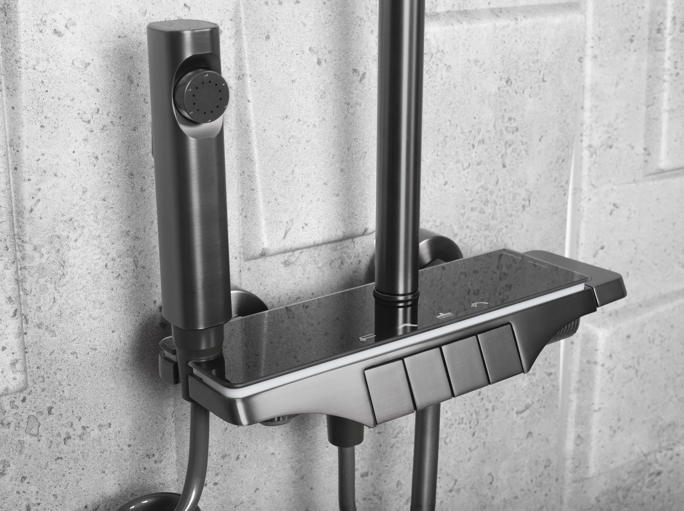 Set de duș culoare titanium înălțime 120 cm material alamă/ABS model Savio LED Titanium [5]