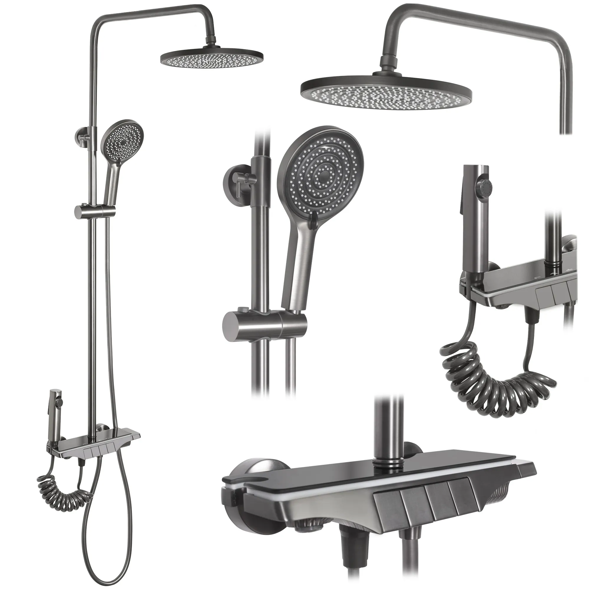 Set de duș culoare titanium înălțime 120 cm material alamă/ABS model Savio LED Titanium [2]