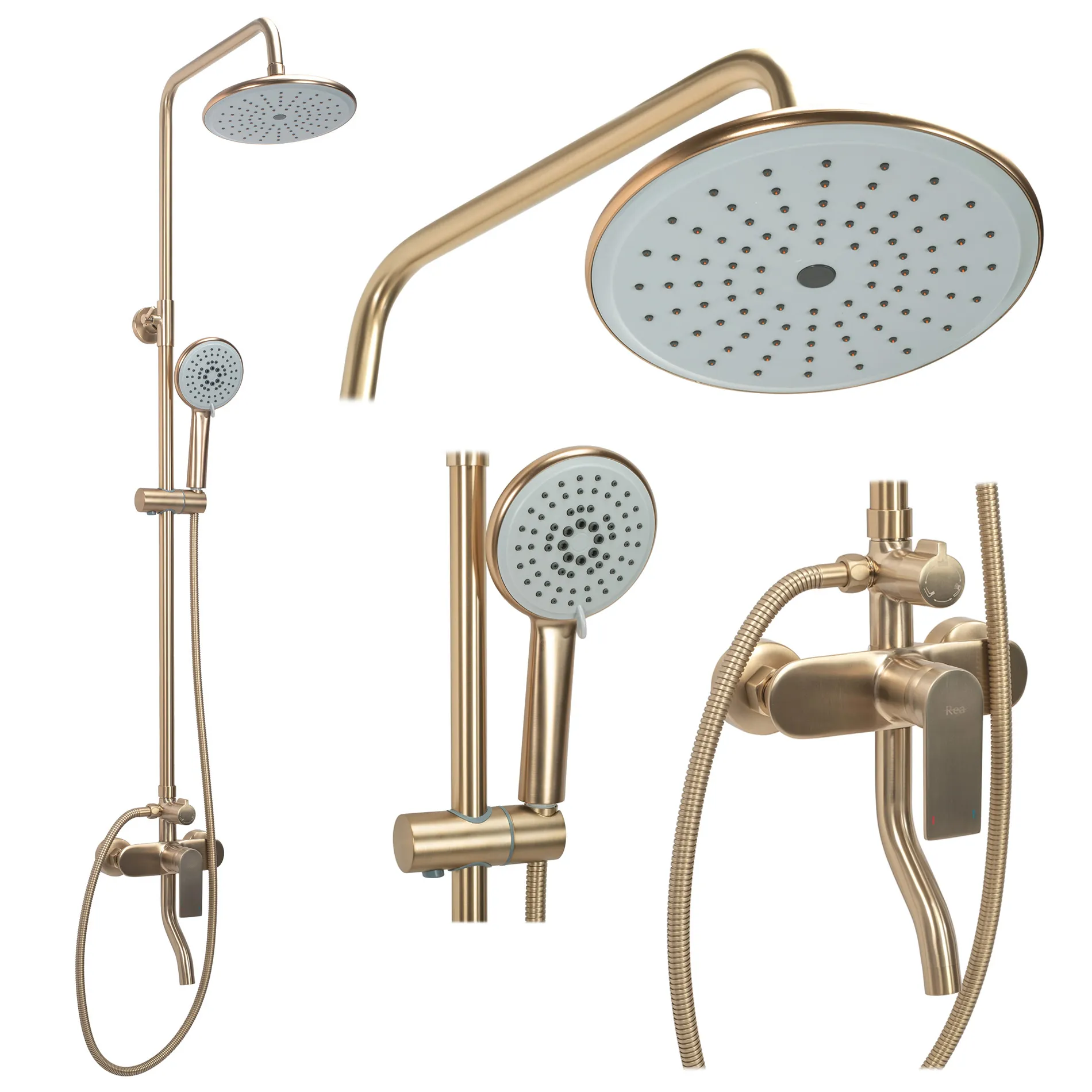Set de duș culoare auriu periat înălțime 127 cm material alamă/ABS model Verso Gold Brushed [5]