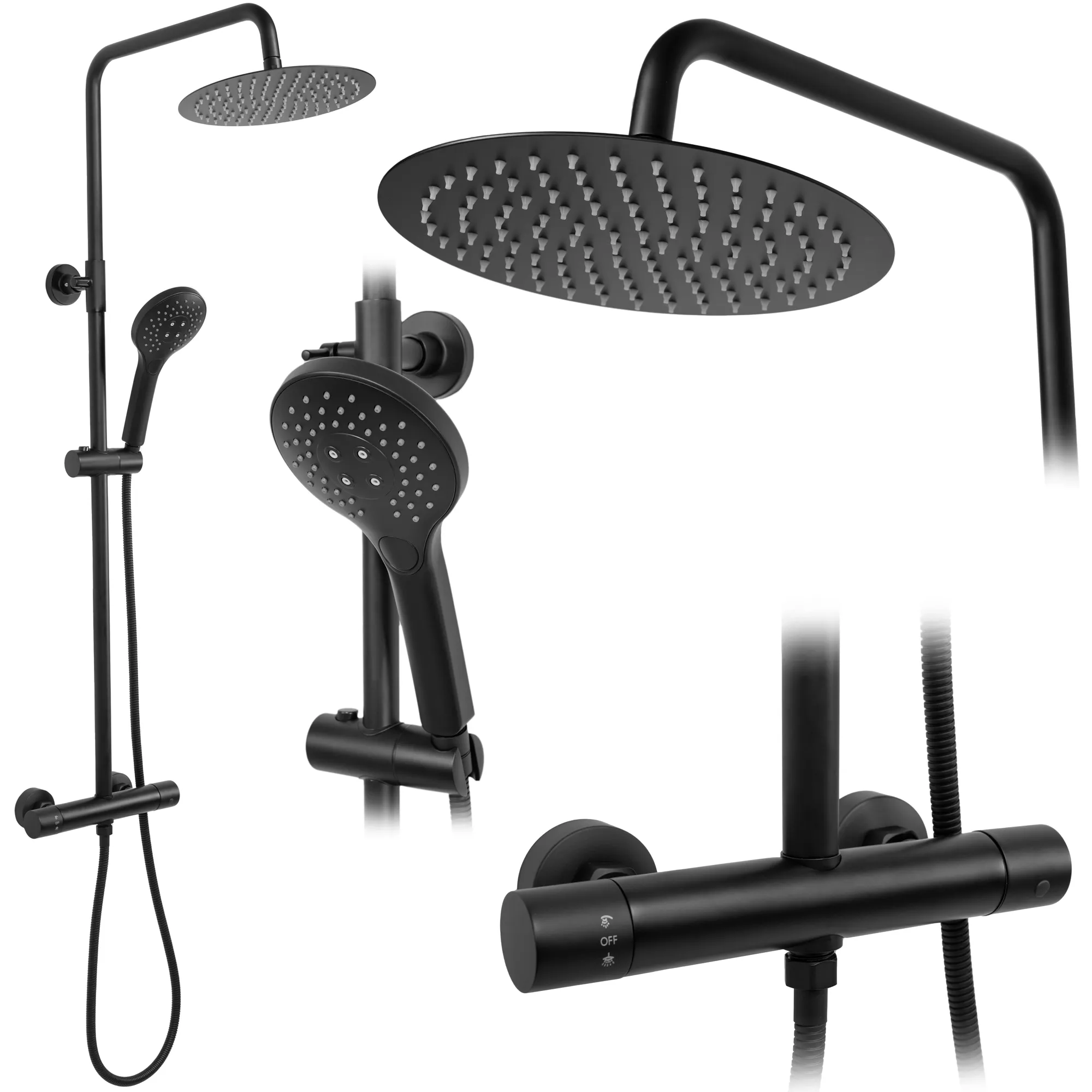 Set de duș culoare negru mat înălțime 123 cm material alamă model Vincent Black Mat [4]