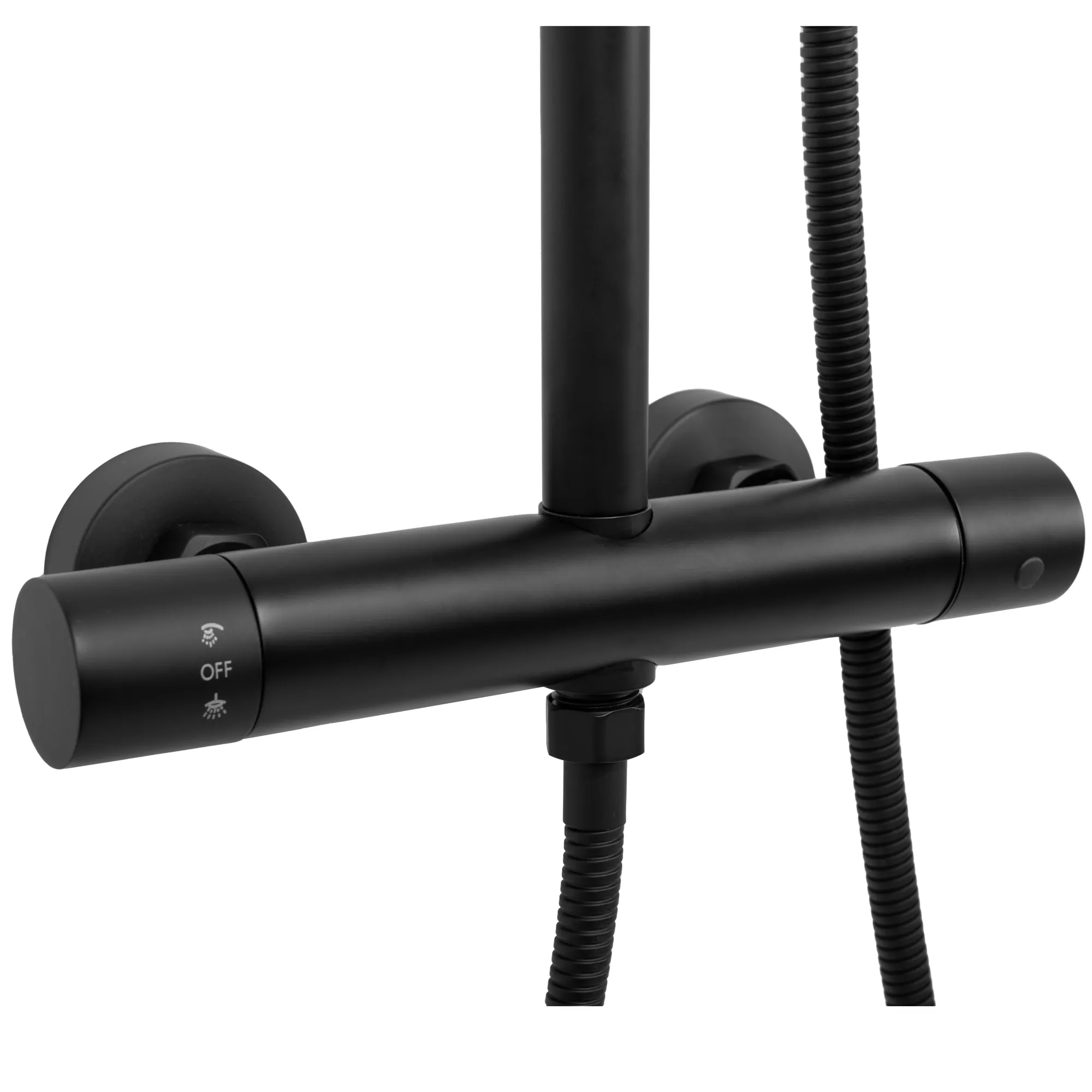 Set de duș culoare negru mat înălțime 123 cm material alamă model Vincent Black Mat [6]