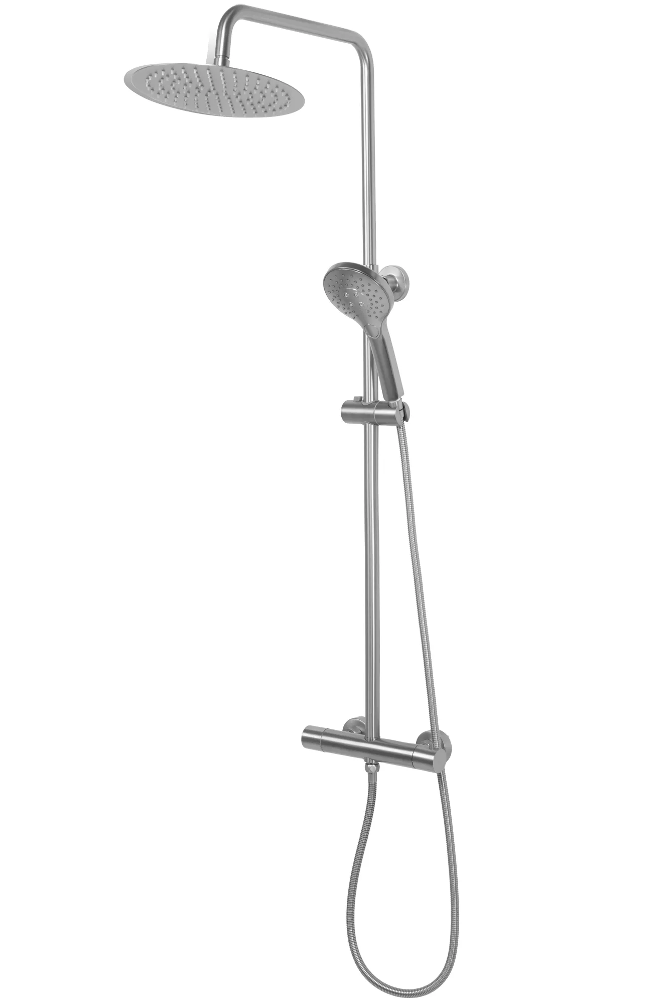 Set de duș culoare crom periat înălțime 123 cm material alamă model Vincent Chrome Brushed [3]
