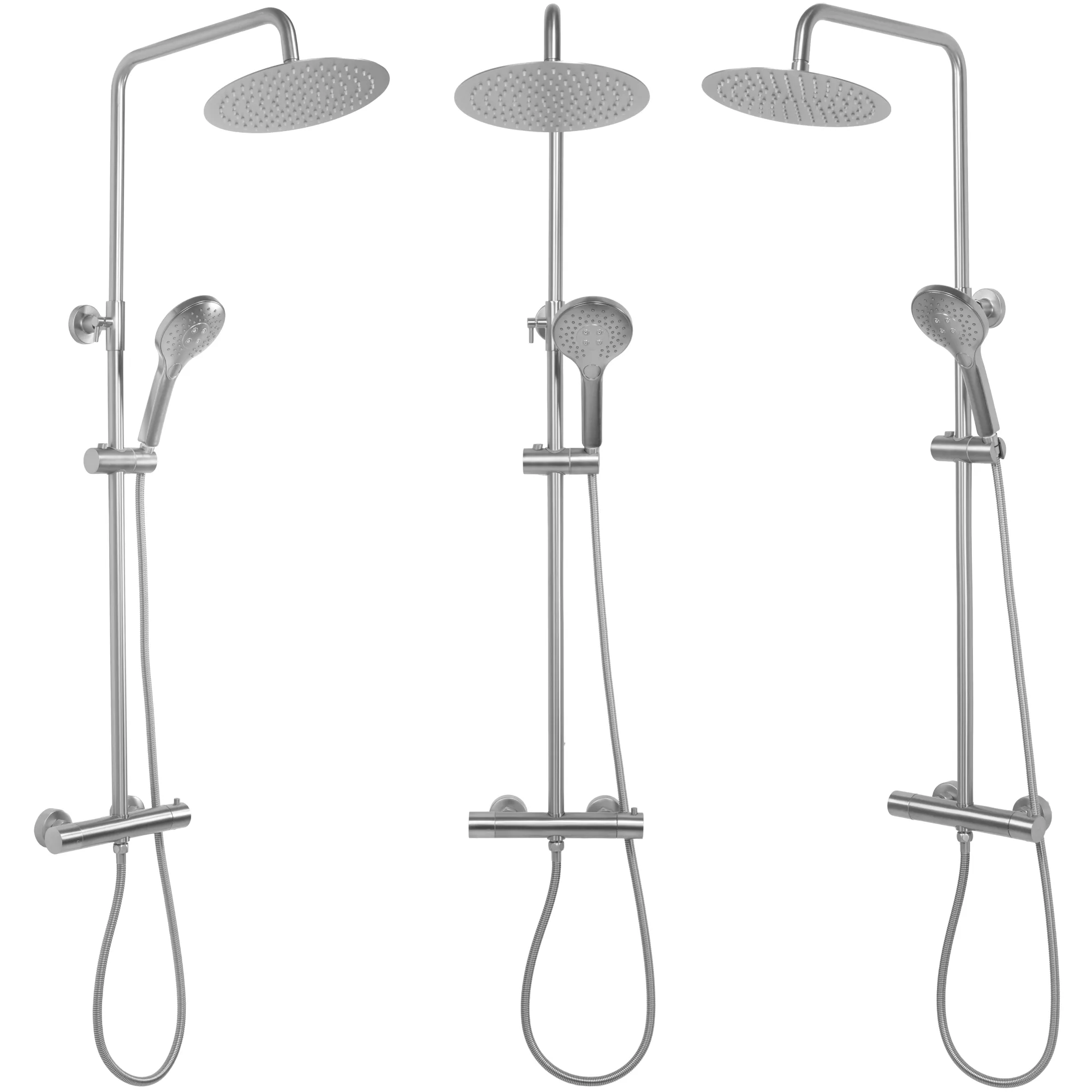 Set de duș culoare crom periat înălțime 123 cm material alamă model Vincent Chrome Brushed [4]