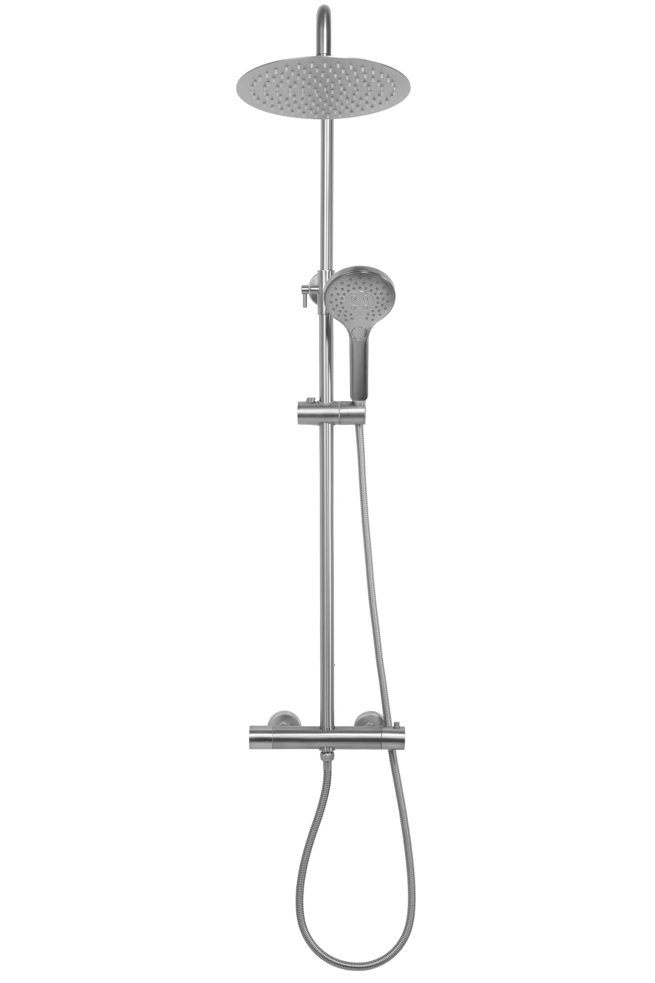 Set de duș culoare crom periat înălțime 123 cm material alamă model Vincent Chrome Brushed [2]