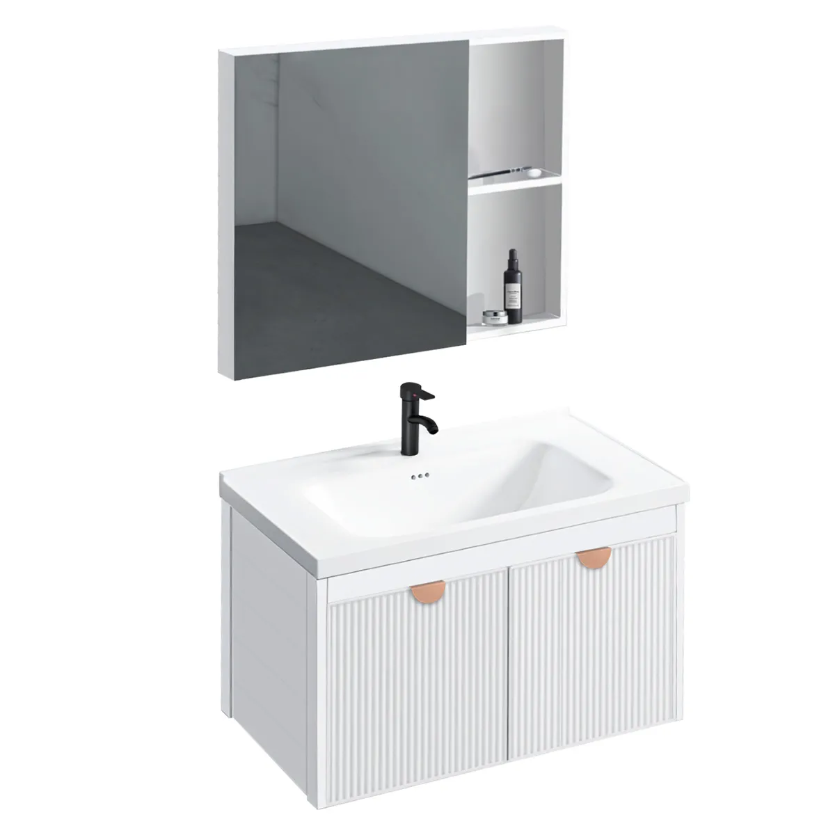 Set mobilier de baie cu lavoar și oglindă incluse lățime 60 cm culoare alb model Mario White [3]