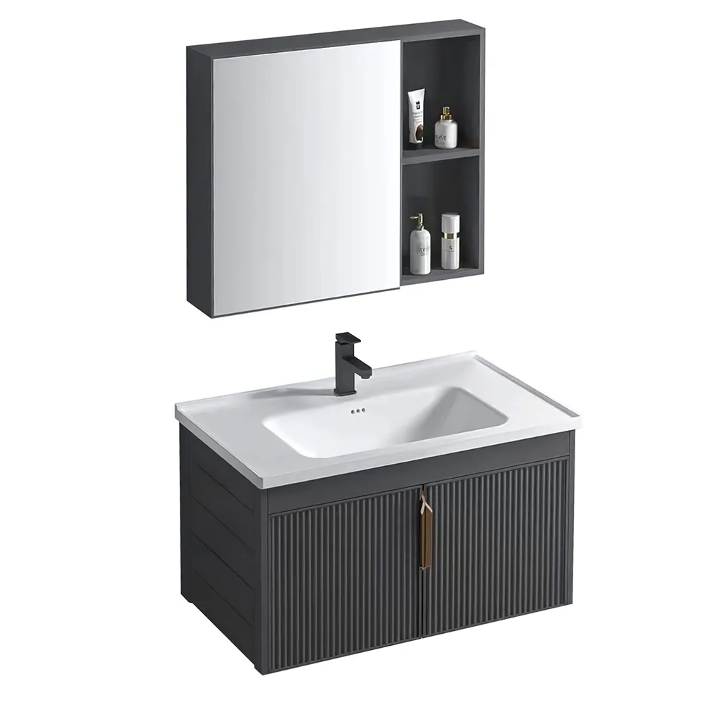 Set mobilier de baie cu lavoar și oglindă incluse lățime 60 cm culoare gri model Astor Grey [3]
