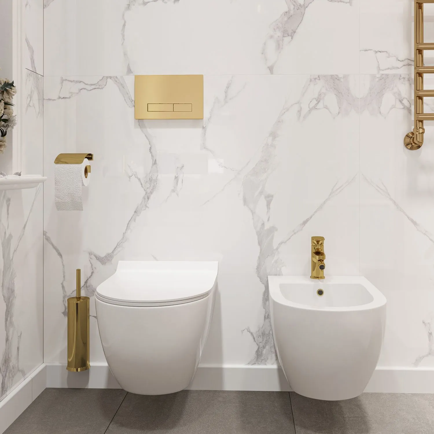 Set vas Wc + Bideu suspendabil culoare alb model Carter Alb - Rea [3]