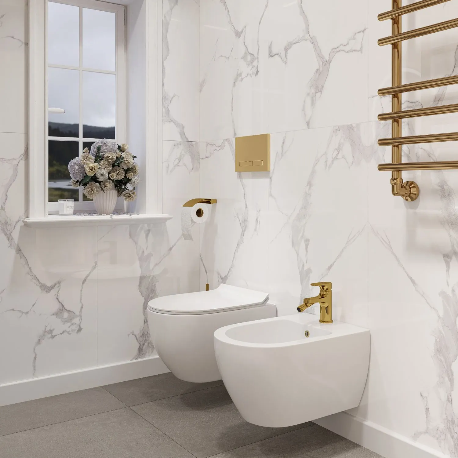 Set vas Wc + Bideu suspendabil culoare alb model Carter Alb - Rea [4]
