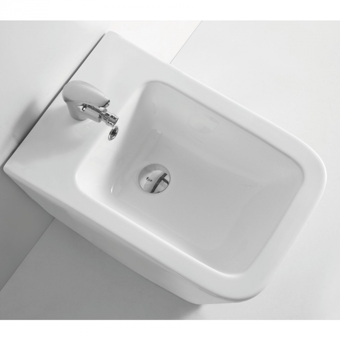 Set vas Wc și Bideu suspendabil culoare alb model Ines Tornado Rimless [13]