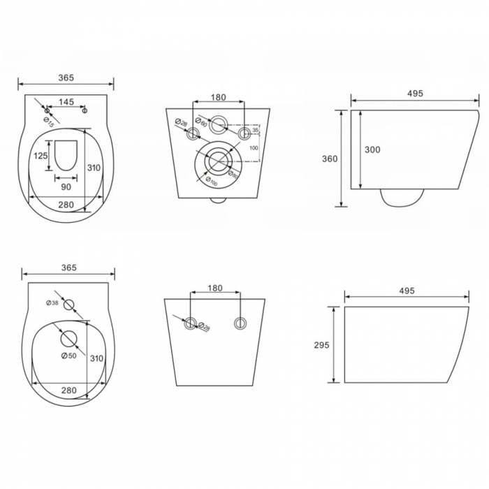 Set vas Wc + Bideu suspendabil culoare alb model Alba White - Veldman [5]