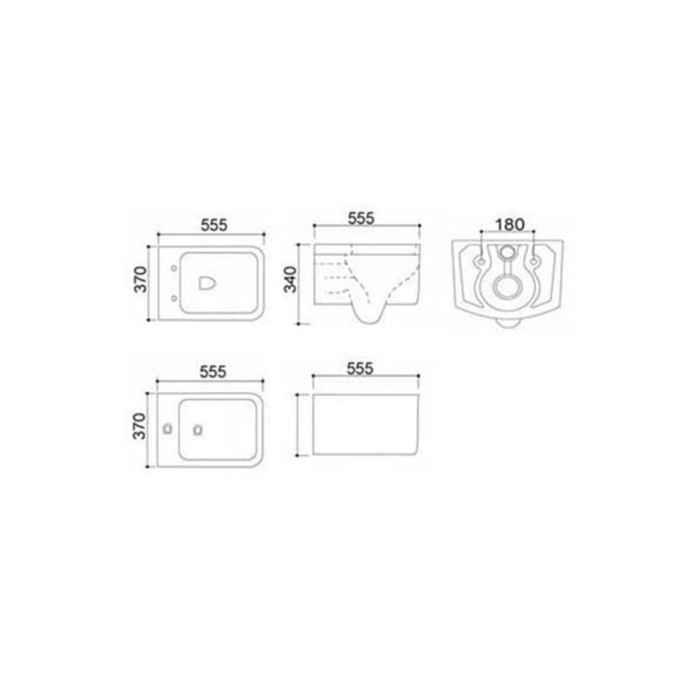 Set vas Wc + Bideu suspendabil culoare alb model Cubic White - Veldman [4]