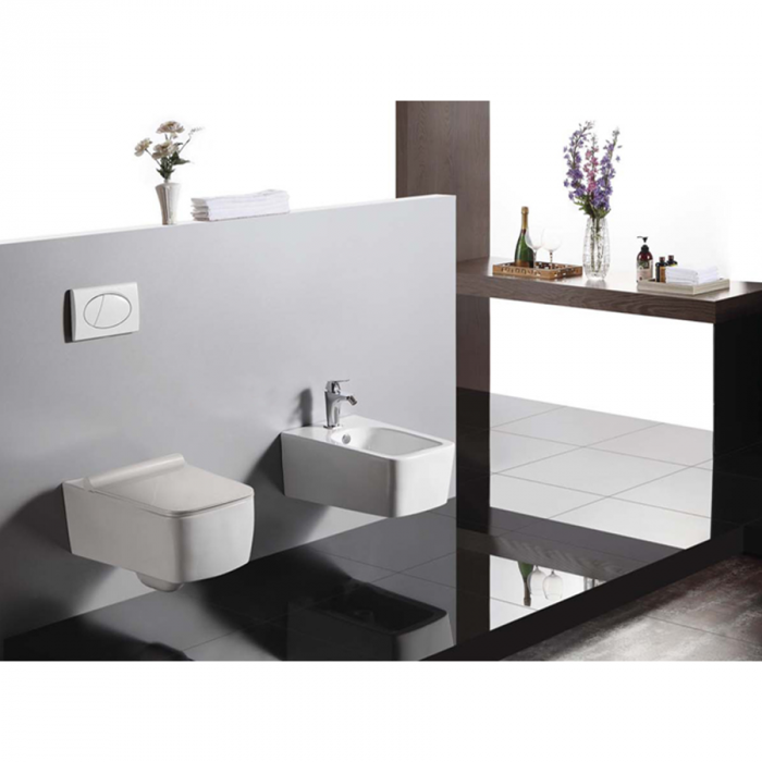 Set vas Wc + Bideu suspendabil culoare alb model Cubic White - Veldman [3]