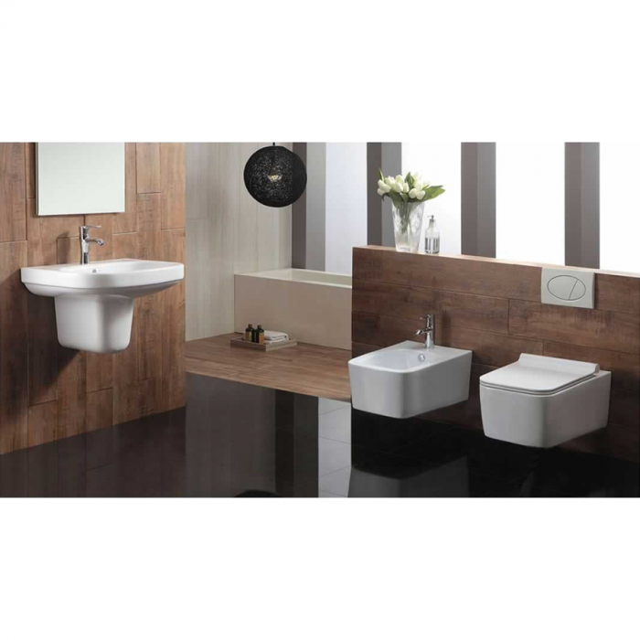 Set vas Wc + Bideu suspendabil culoare alb model Cubic White - Veldman [2]