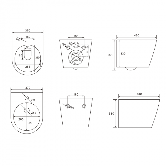 Set vas Wc + Bideu suspendabil culoare alb model Sonata White - Veldman [11]