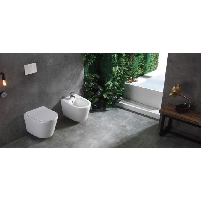 Set vas Wc + Bideu suspendabil culoare alb model Sonata White - Veldman [4]