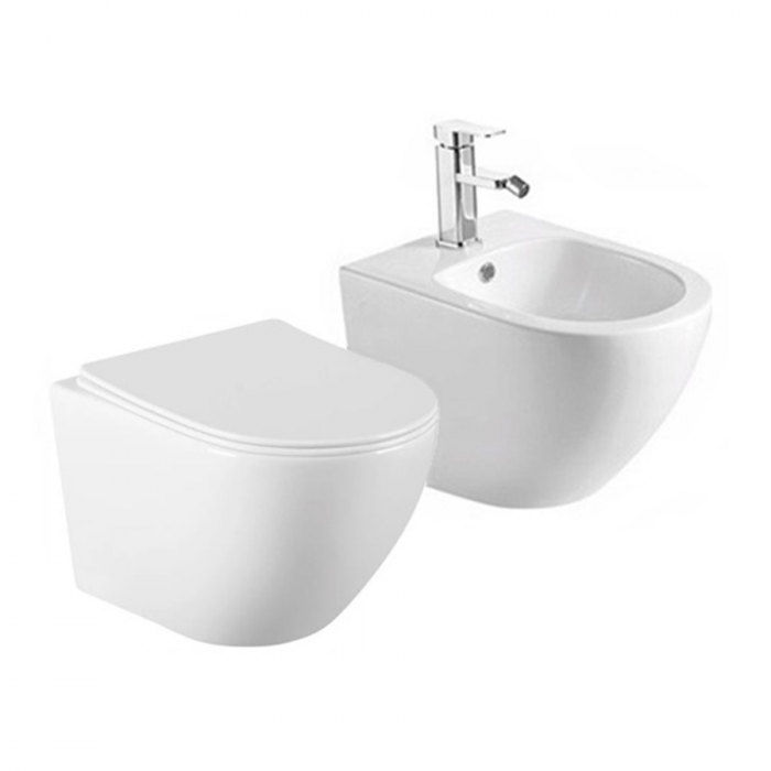 Set vas Wc + Bideu suspendabil culoare alb model Vito White - Veldman [2]