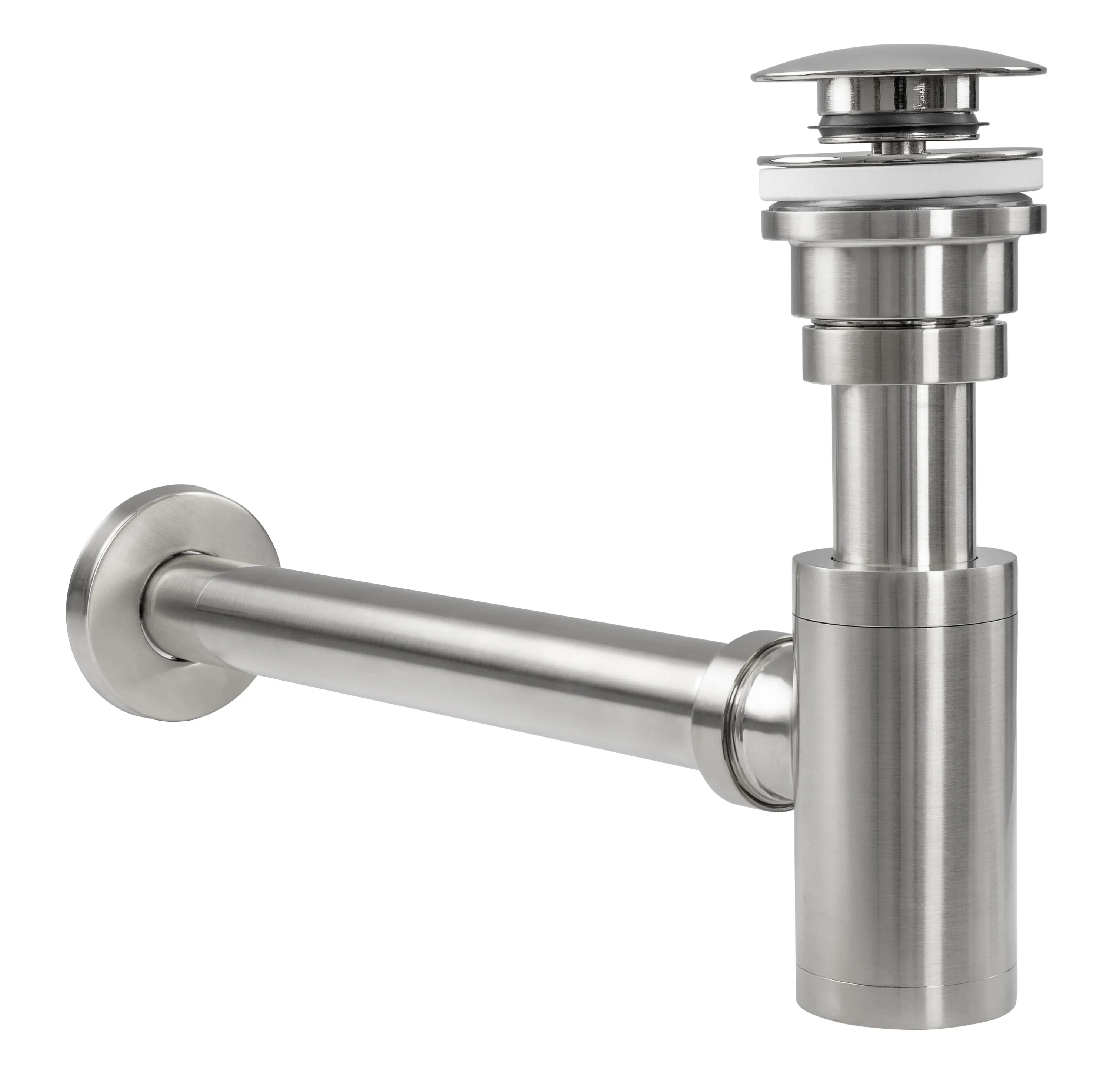 Sifon universal pentru lavoar culoare crom periat + dop tip click-clack model Brushed Chrome [2]