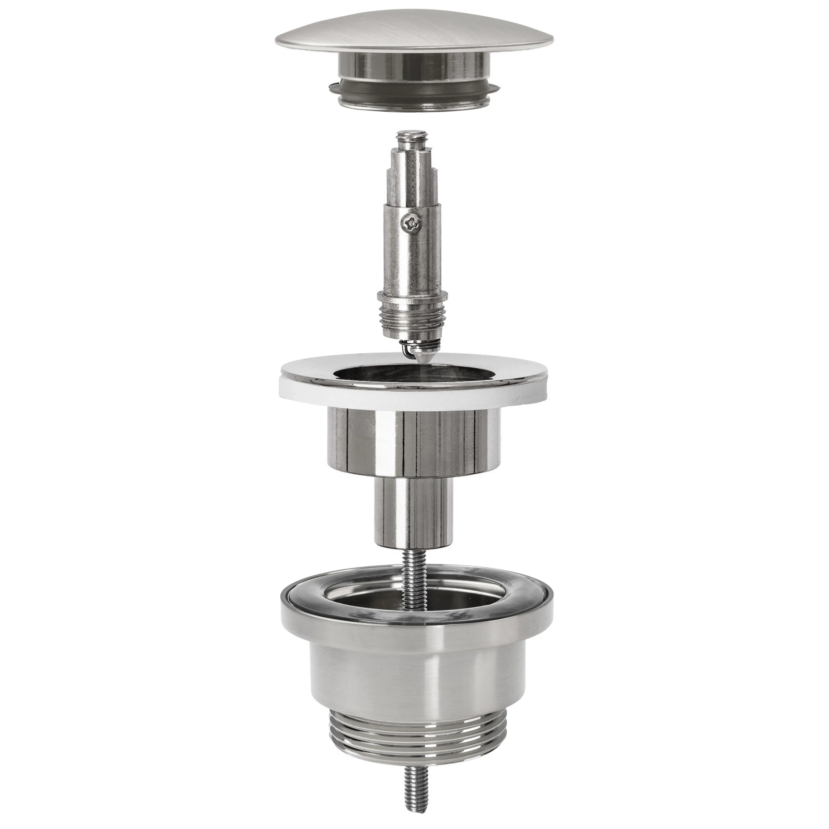 Sifon universal pentru lavoar culoare crom periat + dop tip click-clack model Brushed Chrome [4]