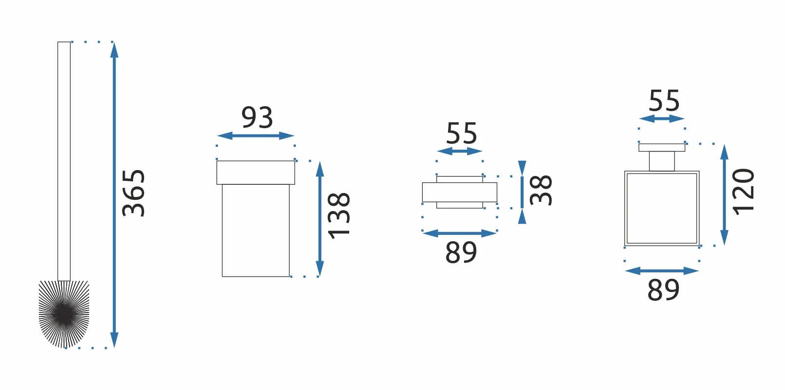 Perie Wc cu suport finisaj crom model pătrat 80012 Erlo [4]