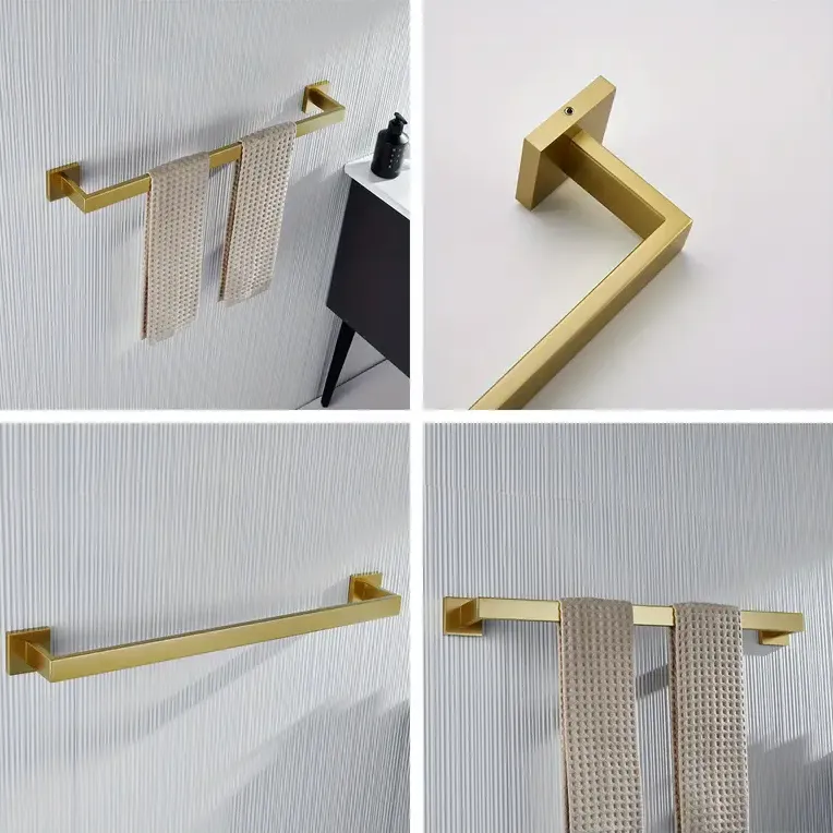 Suport prosop baie finisaj auriu periat model pătrat 332917A Brush Gold [3]