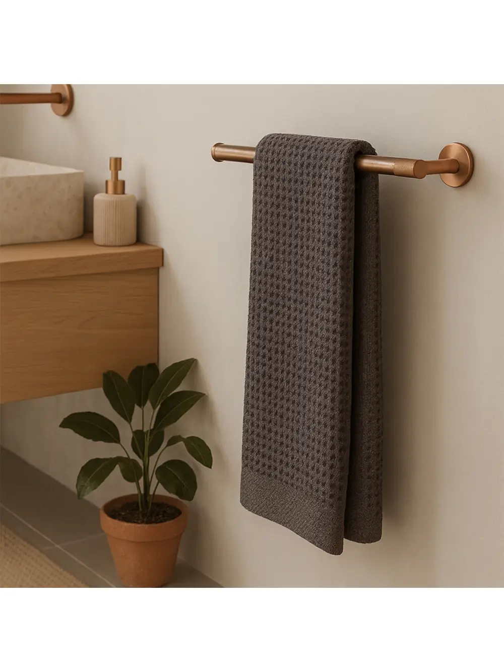 Suport prosop baie finisaj cupru periat model Brush Copper 6610A seria Modern [3]