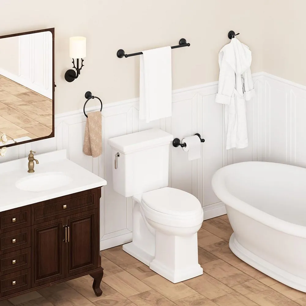 Suport prosop baie finisaj negru mat model rotund 332867A Retro Black [4]