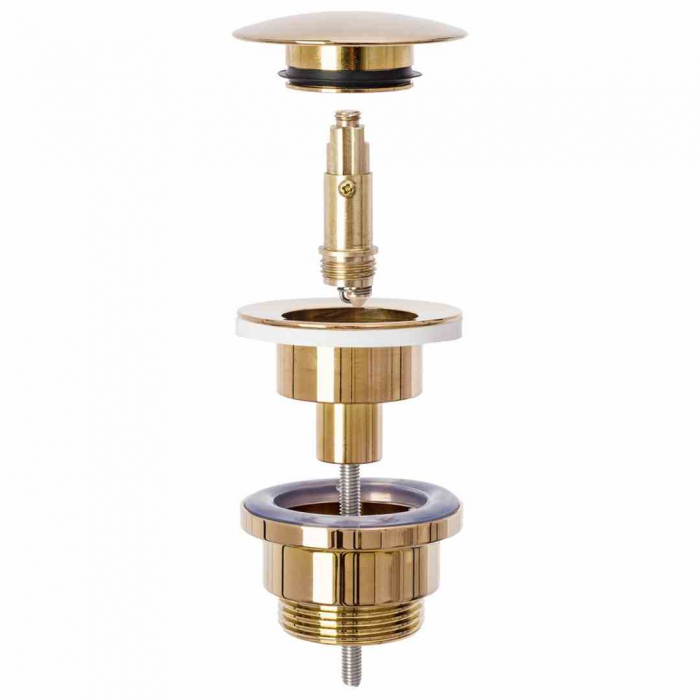 Sifon universal pentru lavoar culoare roz auriu lucios + dop tip click-clack model Pink Gold [4]