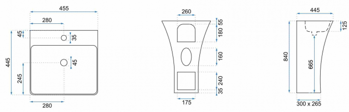 Lavoar independent formă pătrată înălțime 84 cm culoare alb model Ada Slim [4]
