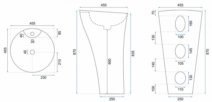 Lavoar independent formă rotundă înălțime 87 cm culoare alb model Agnes [6]