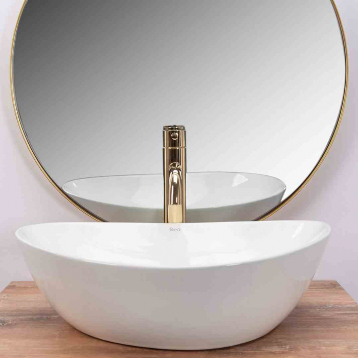 Lavoar pe blat formă semiovală lungime 47 cm culoare alb model Andrea [4]