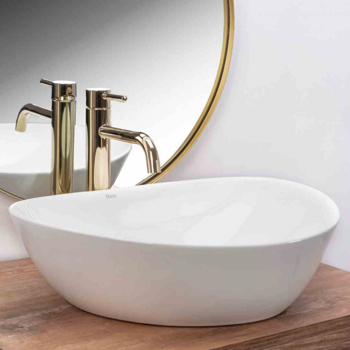 Lavoar pe blat formă semiovală lungime 47 cm culoare alb model Andrea [2]