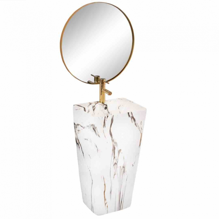 Lavoar independent formă pătrată înălțime 83 cm culoare alb/gri model Aris Marble [2]