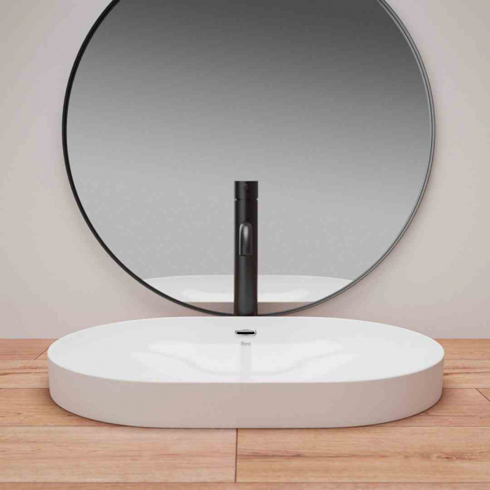 Lavoar încastrat în blat formă semiovală lungime 59 cm culoare alb model Arleta White [4]