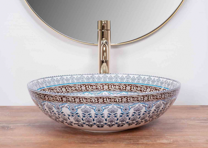 Lavoar baie pe blat formă rotundă lungime 40 cm culoare multicolor model Arte Blue [3]