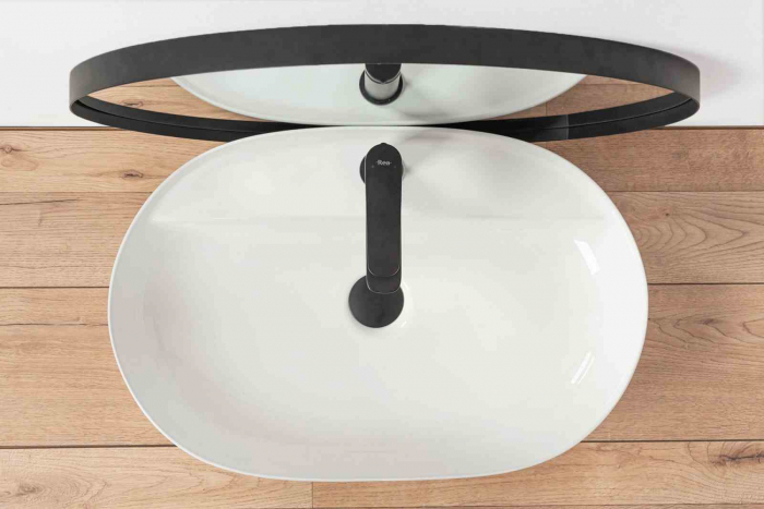 Lavoar baie pe blat formă semirotundă lungime 60 cm culoare alb model Aura [4]