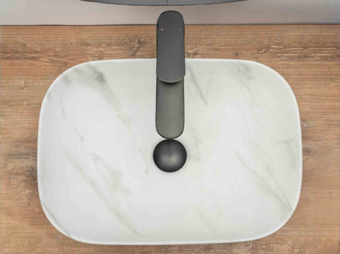 Lavoar pe blat formă dreptunghiulară lungime 46 cm culoare alb model Belinda Marble Mat [5]
