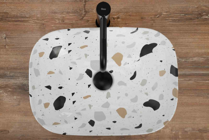Lavoar baie pe blat formă dreptunghiulară lungime 46 cm culoare multicolor model Belinda Terazzo [4]