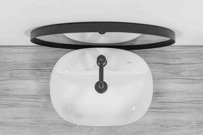Lavoar baie pe blat formă semiovală lungime 50 cm culoare alb model Carina [5]