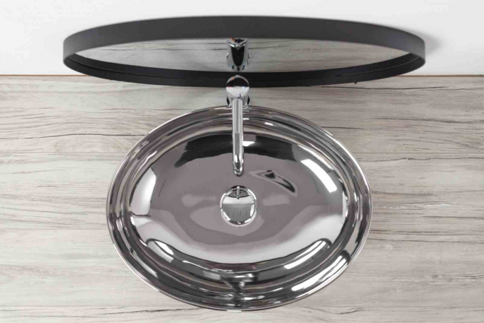 Lavoar pe blat formă ovală lungime 51 cm culoare crom model Carola Slim Silver [3]
