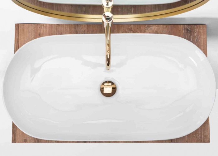 Lavoar pe blat formă semiovală lungime 81 cm culoare alb model Cleo White [5]
