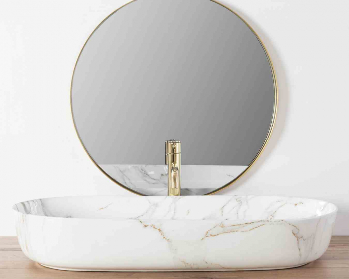 Lavoar pe blat formă semiovală lungime 81 cm culoare alb model Cleo Aiax [4]