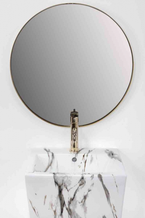 Lavoar independent formă pătrată înălțime 83 cm culoare alb/gri model Daria Marble [3]