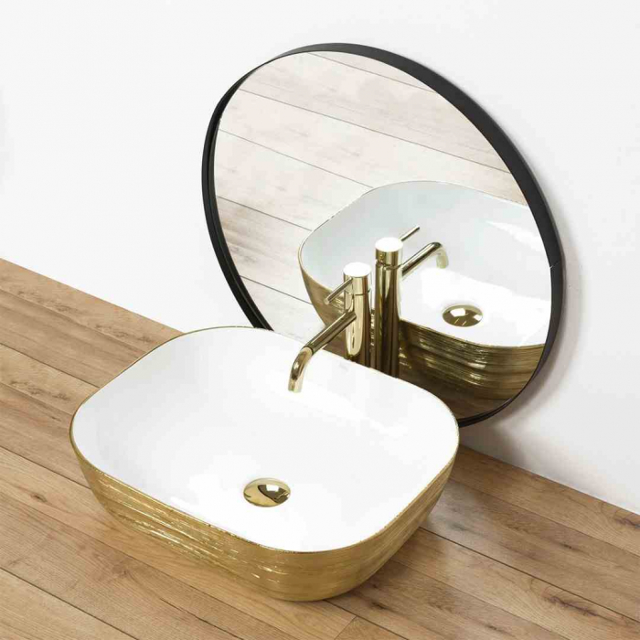 Lavoar pe blat formă dreptunghiulară lungime 51 cm culoare auriu model Floria [3]