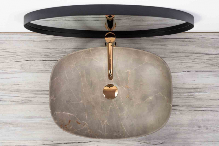 Lavoar pe blat formă semiovală lungime 51 cm culoare bej model Freja Beige [5]