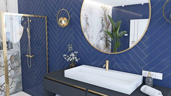 Lavoar baie pe blat formă dreptunghiulară lungime 70 cm culoare alb model Goya [3]